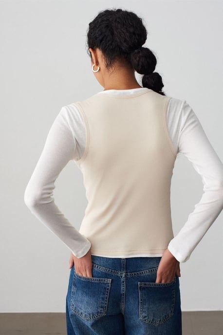 Aangesloten Katoenen Crewneck Langemouwen Blouse - Image 2