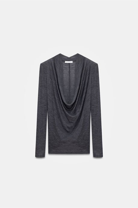 Slim-fit Wol Cowl Neck Blouse - Image 1