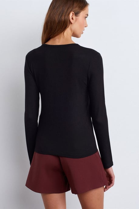 Slim Fit V-Neck Button Blouse - Image 2