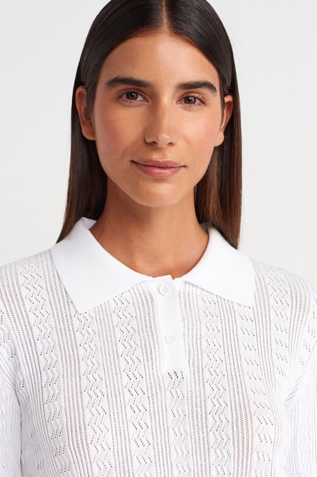 Getextureerde Kanten Trui Polo Blouse - Image 3