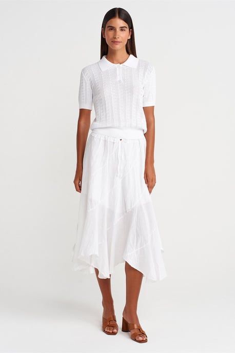 Getextureerde Kanten Trui Polo Blouse - Image 4