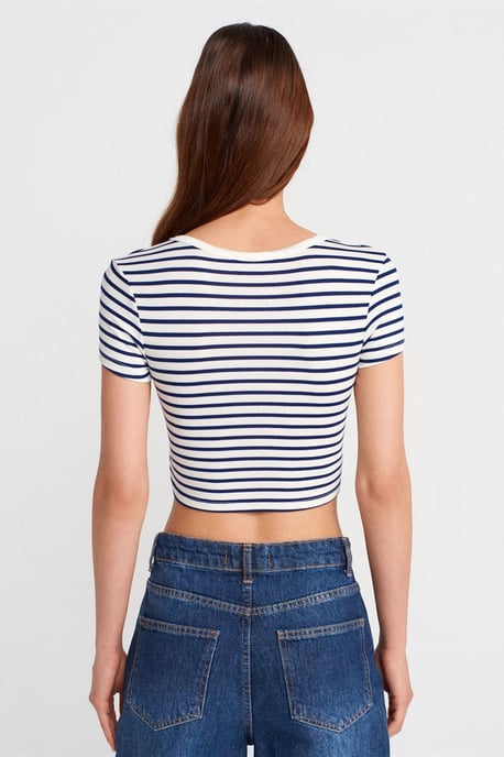 Randig Crop Top Blus - Image 2