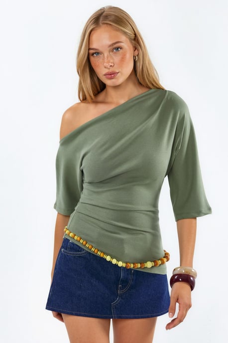 Women’s boat neck short-sleeve knit blouse - Image 6