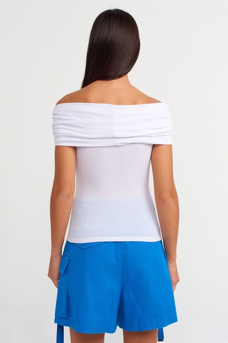 Off-shoulder ribbad figursydd blus - Image 2
