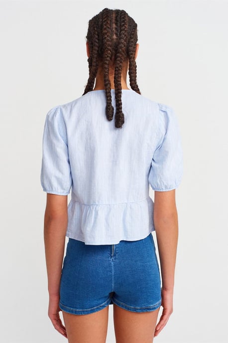 Dames Cropped Blouse Met Strikdetail - Image 2