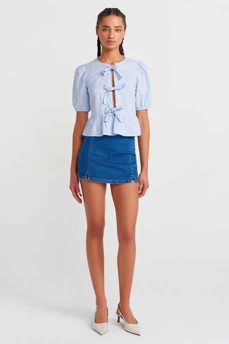 Dames Cropped Blouse Met Strikdetail - Image 4