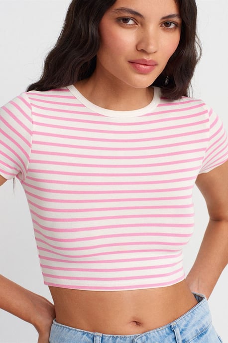 Randig Kort Top Blus - Image 2
