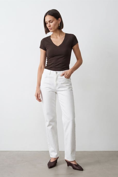 Slim Fit V-hals Jersey Blouse - Image 1
