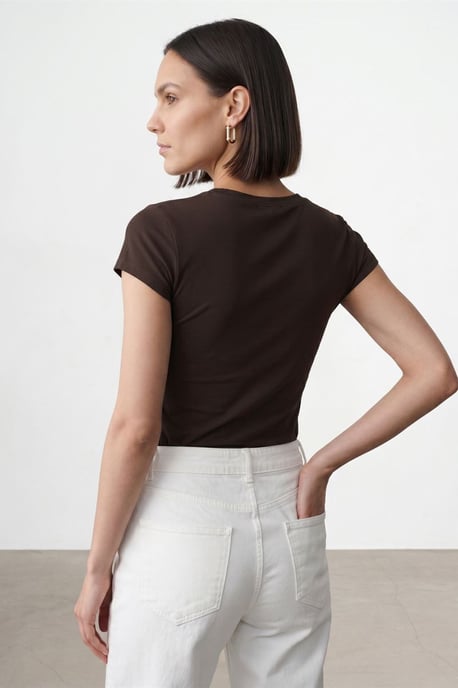 Slim Fit V-hals Jersey Blouse - Image 2