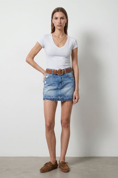 Slim Fit V-hals Jersey Blouse - Image 3