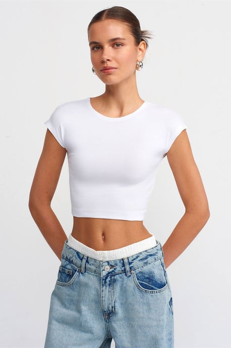 Slim Fit Crop Jersey Blouse - Image 1