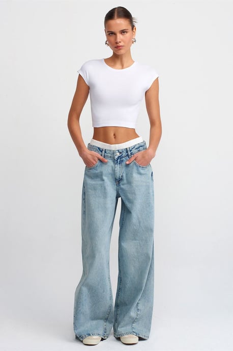 Slim Fit Crop Jersey Blouse - Image 3