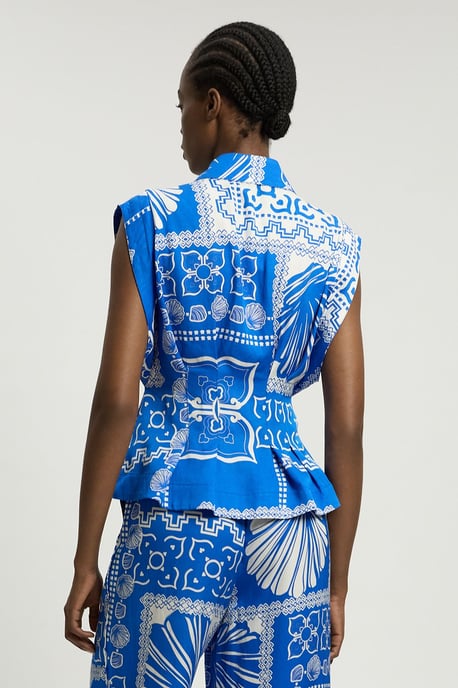 Premium Linen Printed Woven Sleeveless Woven Top - Image 4