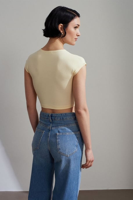 Slim Fit Crop Jersey Blouse - Image 2