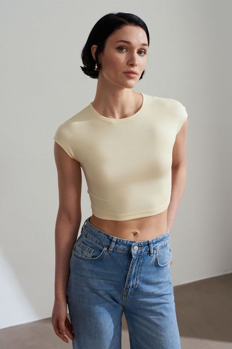 Slim Fit Crop Jersey Blouse - Image 3