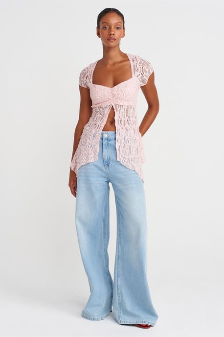 Slim Fit Spets Fyrkantig Halsringning Topp - Image 4