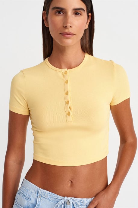 Slim Fit Crop Blouse Met Knopen - Image 3