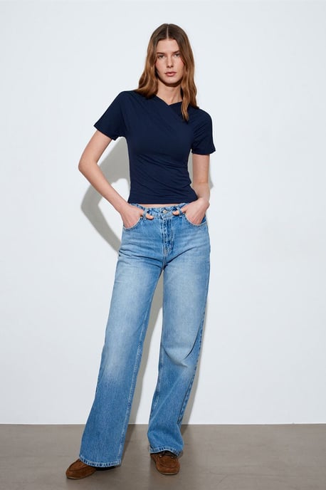 Slim Fit V-hals Jersey Blouse - Image 4