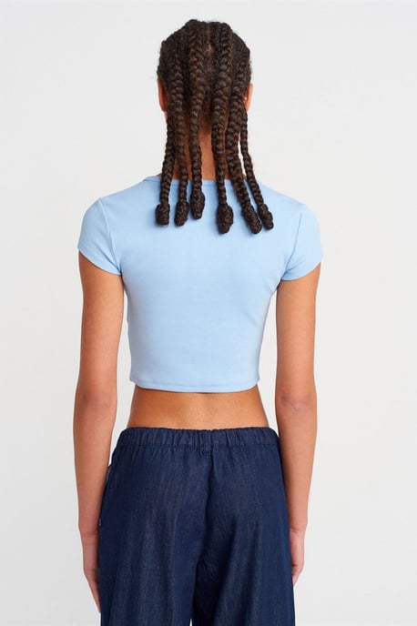 Dames Slim-fit Ribgebreide Crop Blouse - Image 2