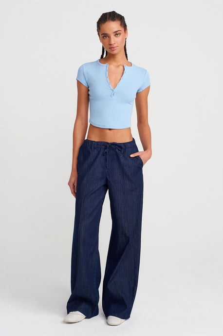 Dames Slim-fit Ribgebreide Crop Blouse - Image 4