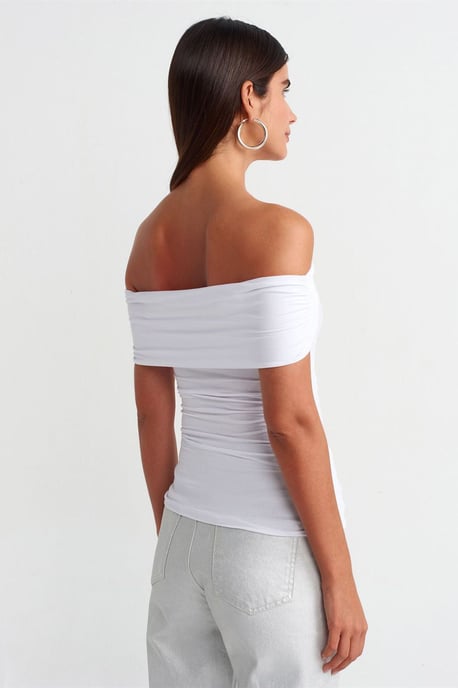 Off-Shoulder Slim Fit Jersey Blouse - Image 2