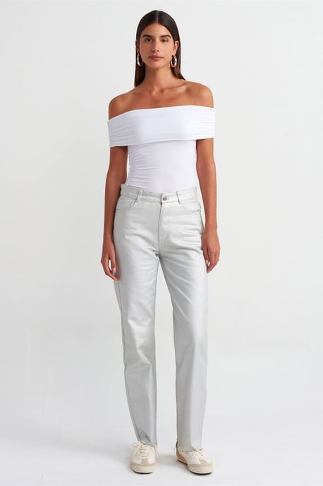 Off-Shoulder Slim Fit Jersey Blouse - Image 3