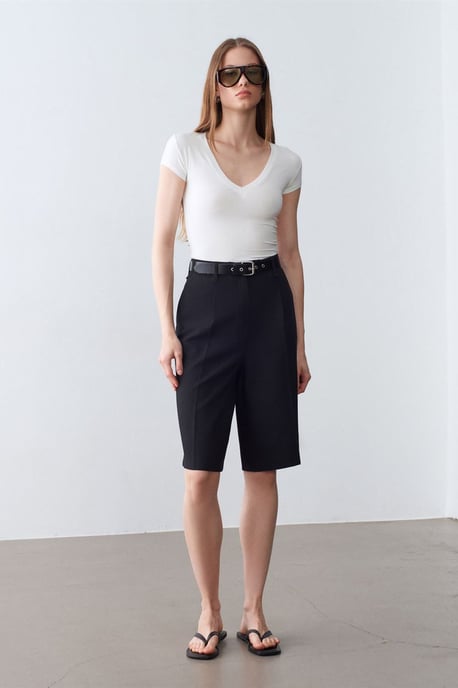 Slim Fit V-hals Jersey Blouse - Image 1