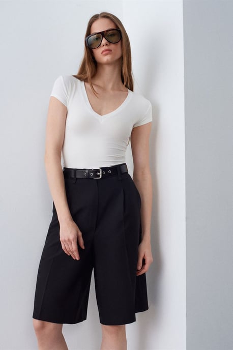 Slim Fit V-hals Jersey Blouse - Image 4