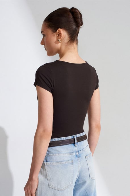 Slim Fit V-ringad stickad blus - Image 2
