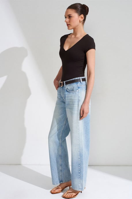 Slim Fit V-ringad stickad blus - Image 4