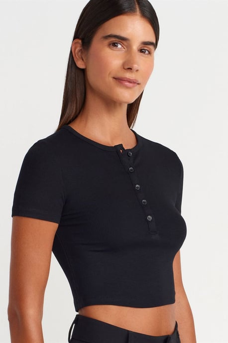 Slim Fit Crop Blouse met Knopen - Image 3