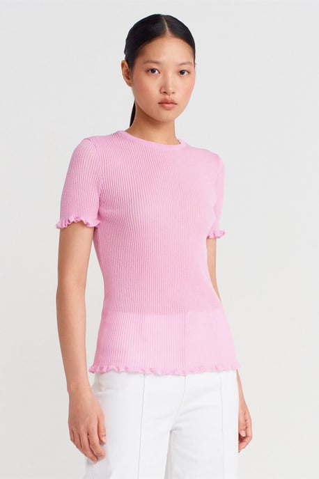 Slim Fit Ribbels Volant Blouse - Image 1