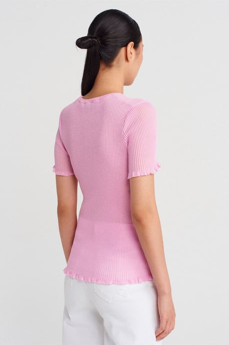 Slim Fit Ribbels Volant Blouse - Image 2