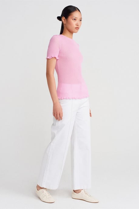 Slim Fit Ribbels Volant Blouse - Image 4