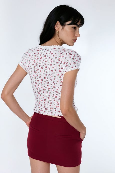 Blommig U-hals Frillblus - Image 4