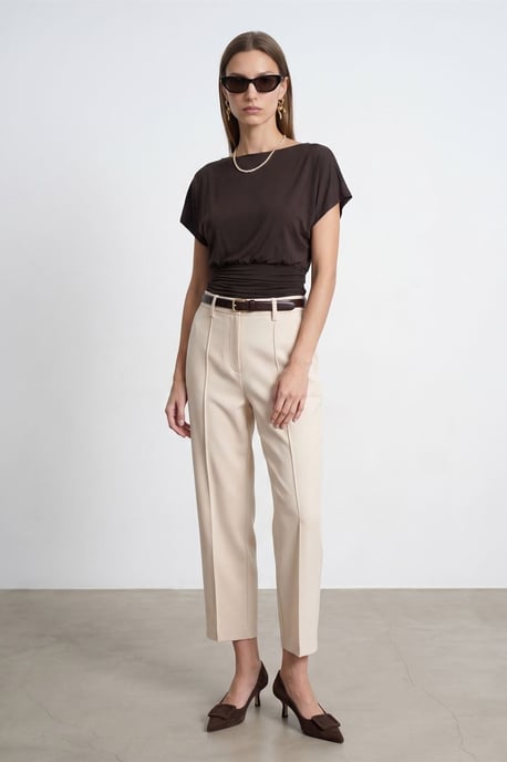 Kvinnors modalblandning t-shirt med cut-out och rund halsringning - Image 3