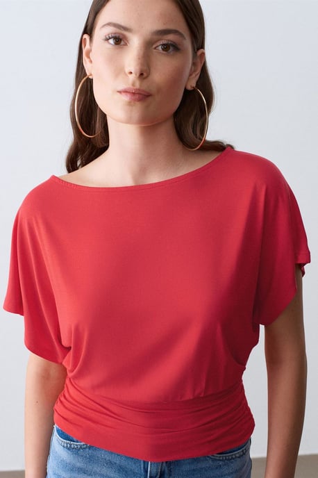 Kvinnors modalblandning t-shirt med cut-out och rund halsringning - Image 4