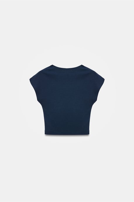 Slim Fit Crop Jersey Blouse - Image 6