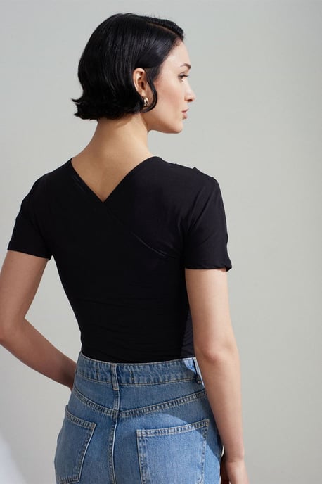 Slim Fit V-Neck Jersey Blouse - Image 2