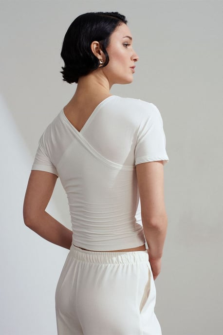 Slim Fit V-hals Jersey Blouse - Image 2