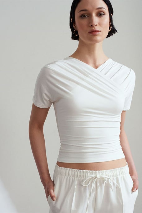 Slim Fit V-hals Jersey Blouse - Image 3