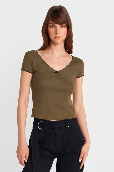 Dames Katoenen Crop Blouse met Volants - Image 1