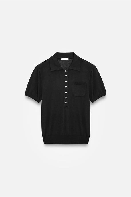 Slim Fit Polokragad Stickad Blus - Image 5