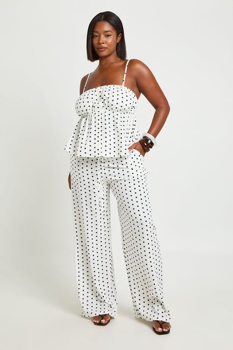 Plus Polka Dot Strappy Smock Top - Image 3