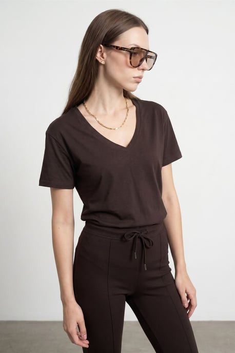 Bomull Tencel V-hals Kortärmad Blus - Image 3
