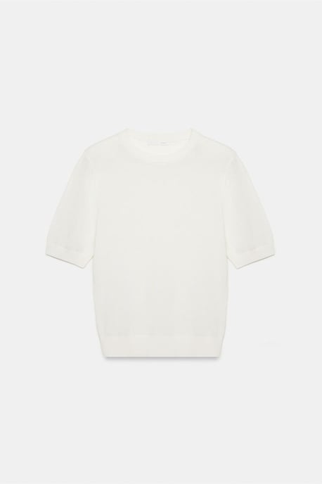 Ribbad Crew Neck Kortärmad Blus - Image 5
