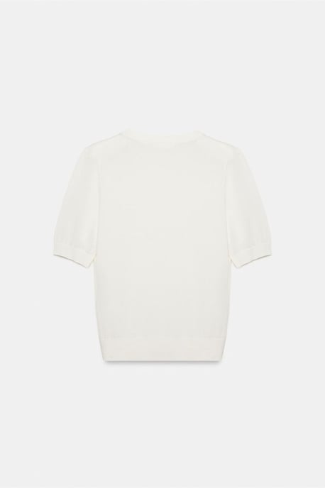Ribbad Crew Neck Kortärmad Blus - Image 6
