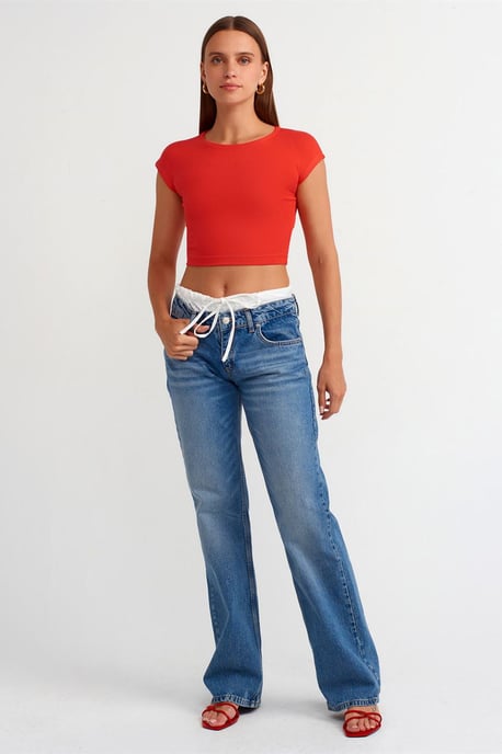 Slim Fit Crop Jersey Blouse - Image 3