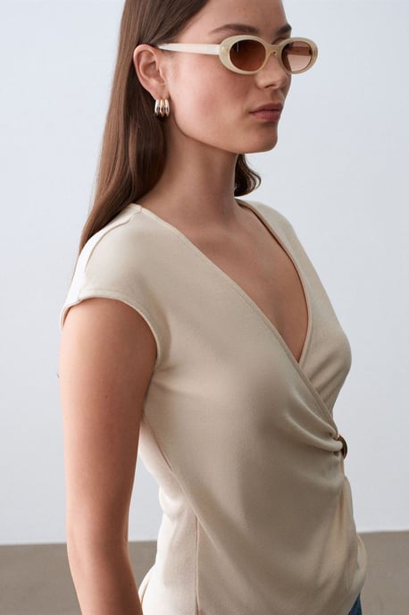 Dames Slim Fit Wikkelblouse - Image 3