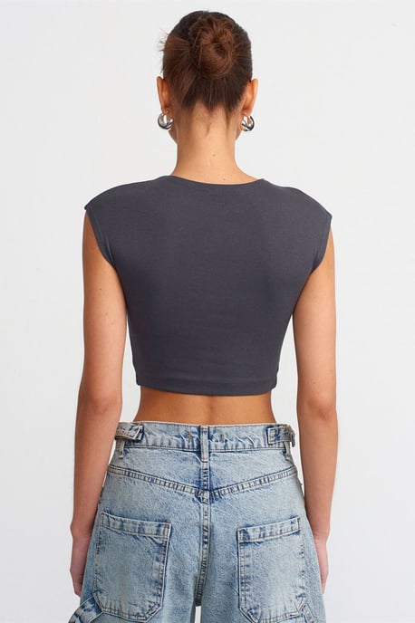 Slim Fit Crop Jersey Blouse - Image 2